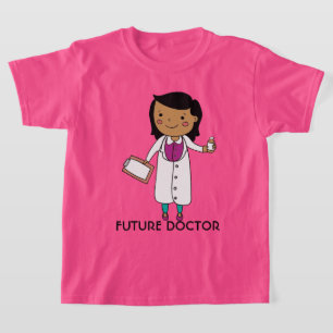 T-shirt Fille de docteur future peau bronzée cheveux noirs