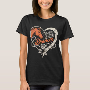 T-shirt Fille de football de Denver Cœur Jolie Amoureuse d