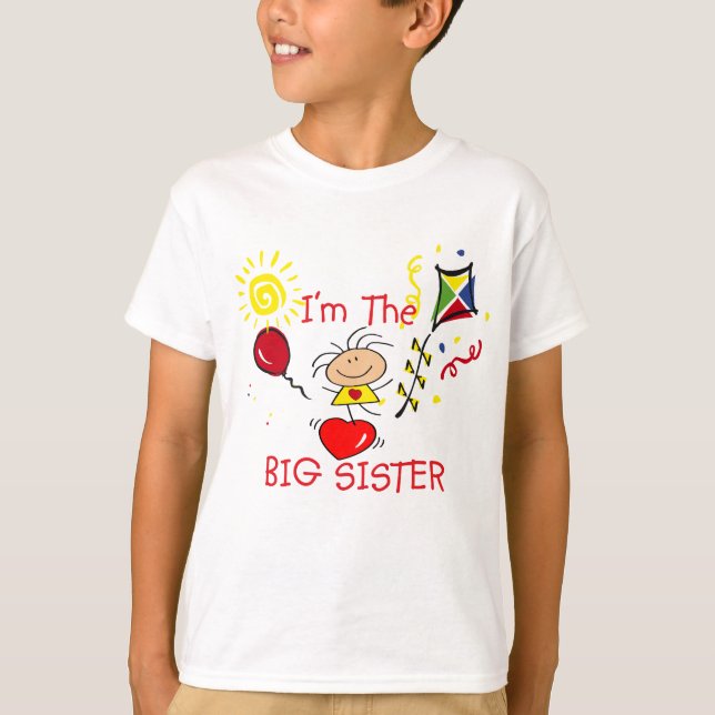 T-shirt Fille de grande soeur de Fiigure de bâton (Devant)