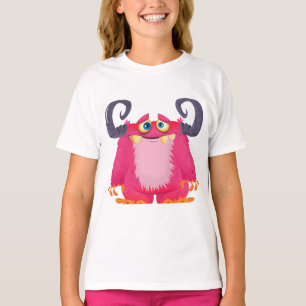 T-shirt fille de monstre rose caricature