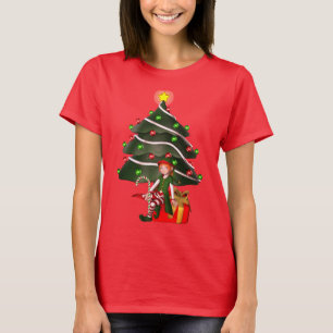 T-shirt Fille de Noël Elf Tree Présente mignonne