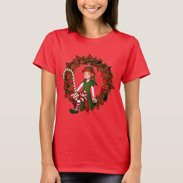 T-shirt Fille de Noël Elfe sur la couronne mignonne vacanc (Devant)