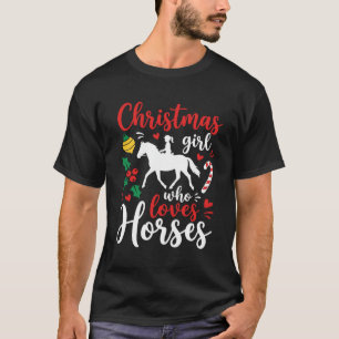T-shirt Fille de Noël qui aime les chevaux