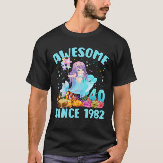 T-shirt Fille De Sirène De 40 Ans Magnifique Depuis 1982 4