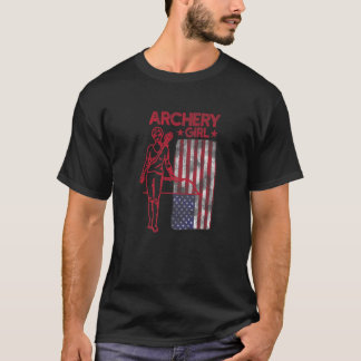 T-shirt Fille de tir à l'arc avec drapeau US 1