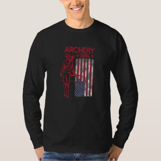 T-shirt Fille de tir à l'arc avec drapeau US 1