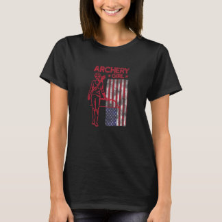 T-shirt Fille de tir à l'arc avec drapeau US 1