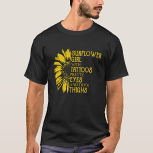 T-shirt Fille De Tournesol Aux Tatouages Jolies Yeux Et Ép