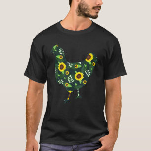 T-shirt Fille de tournesol de poulet Floral Hen Fowl Hawai