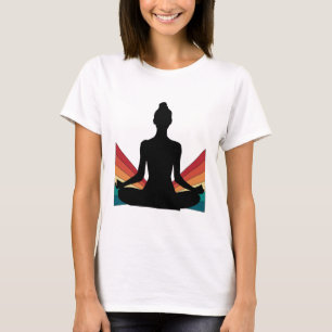T-shirt Fille de yoga rétro Pose de méditation graphique m