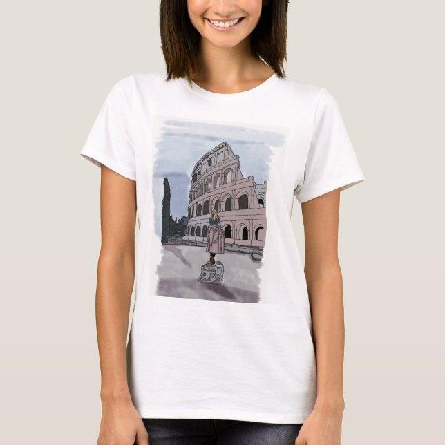 T-shirt Fille devant le Colisée. (Devant)