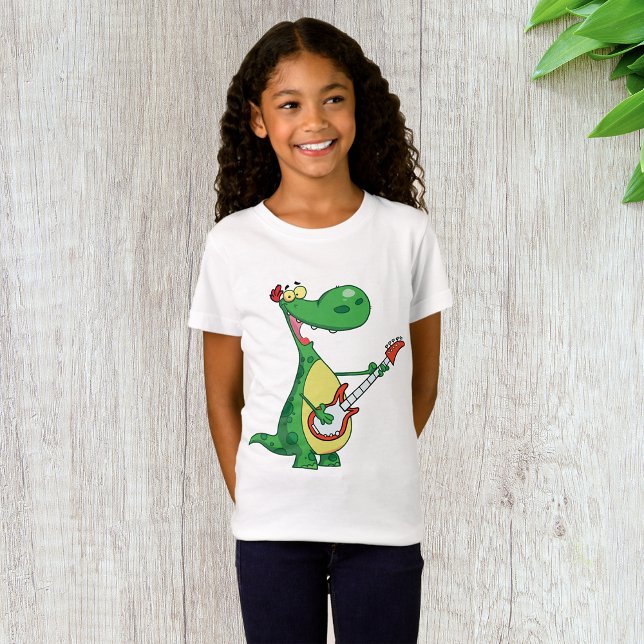 T-shirt fille Dinosaure Jeu de guitare (Créateur téléchargé)