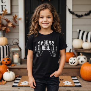 T-shirt Fille Effrayante Halloween Squelette Vintage