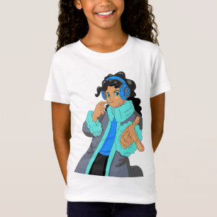 T-Shirt Fille élégante cool portant un casque audio Musiqu