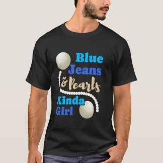 T-shirt Fille en jeans bleus et perles mode tendance Jean