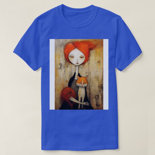 T-shirt Fille et chat (Design devant)