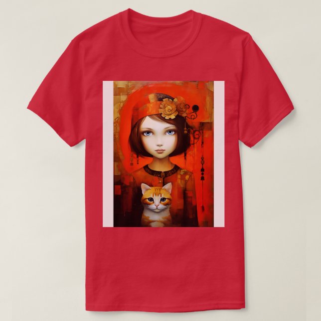 T-shirt Fille et chat 8 (Design devant)