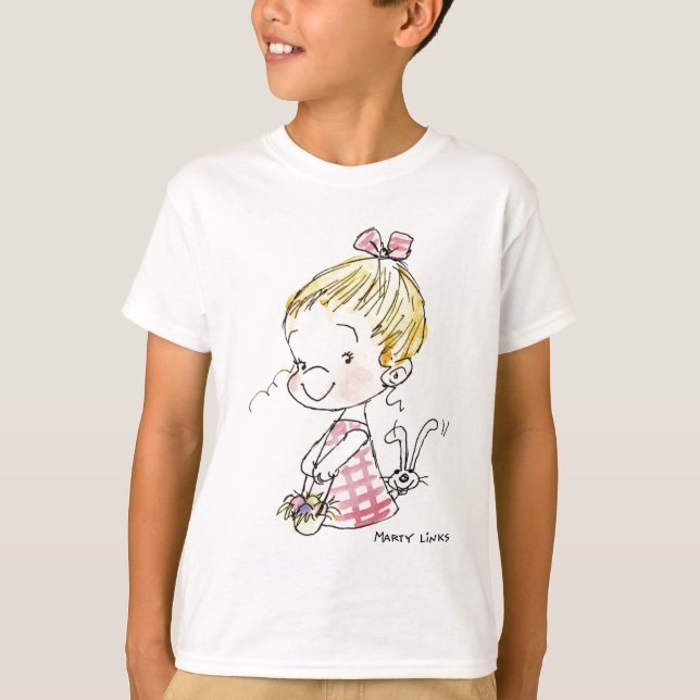 T-shirt Fille et lapin d'EAS-005 Pâques (Devant)