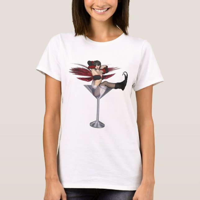 T-shirt Fille Fée Rouge En Verre Martini (Devant)