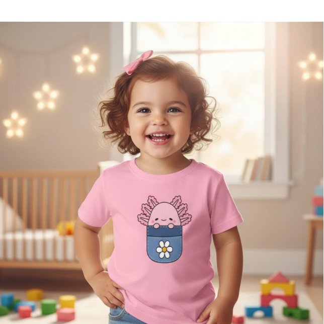 T-Shirt Fille Fleur de Poche Axolotl Rose (Créateur téléchargé)