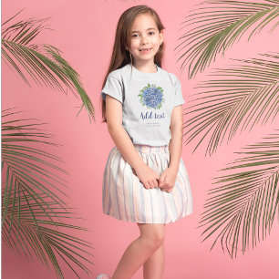 T-shirt Fille Fleur Mariage Hydrangeas Bleues 