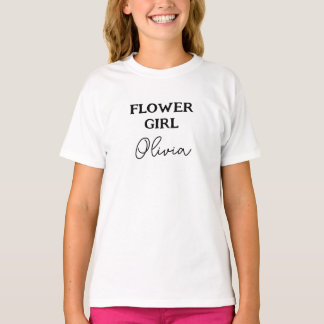 T-shirt Fille Fleur Personnalisée Blanche