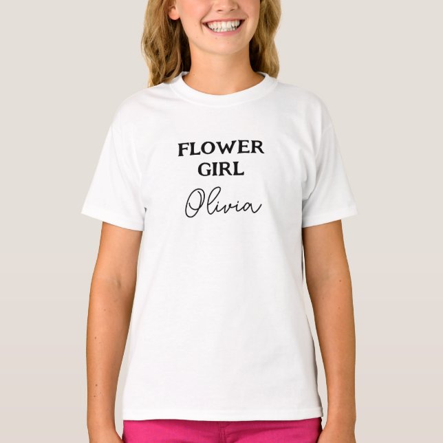 T-shirt Fille Fleur Personnalisée Blanche (Devant)