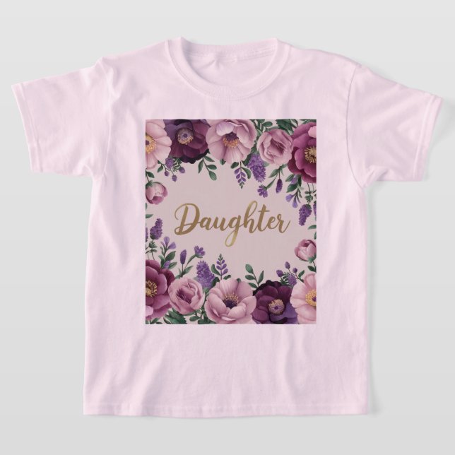 T-shirt fille Fleurs roses (Poser)