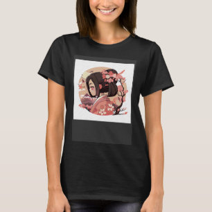 T-shirt Fille geisha japonaise fleurs de cerisier avec m