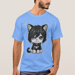 T-shirt Fille gothique Emo Gothique Chat Punk Musique somb