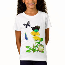 T-shirt fille grenouille et papillons