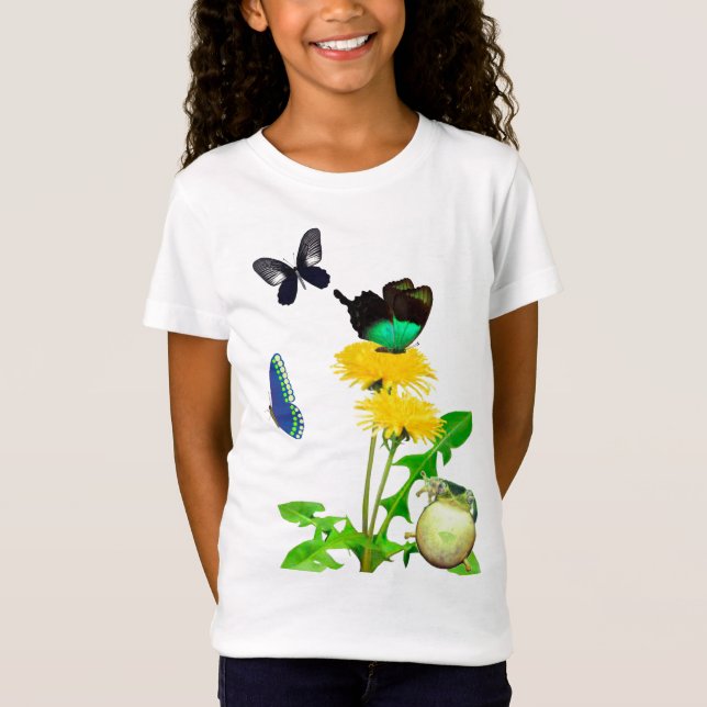 T-shirt fille grenouille et papillons (Devant)