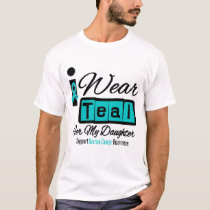 T-shirt Fille - je porte le rétro Cancer ovarien turquois