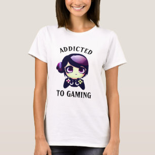 T-shirt Fille Kawaii d'anime Joueuse de jeux vidéo