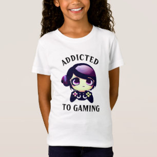 T-Shirt Fille Kawaii d'anime Joueuse de jeux vidéo