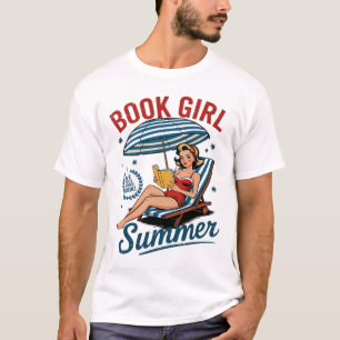 T-shirt Fille lisant un livre d'été drôle de vacances à la