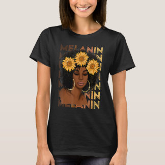 T-shirt Fille noire forte Afro Tournesol Melanin Africain