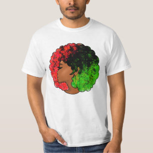 T-shirt Fille noire panafricaine femme rouge vert fierté a