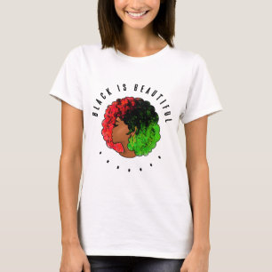 T-shirt Fille noire panafricaine femme rouge vert fierté a