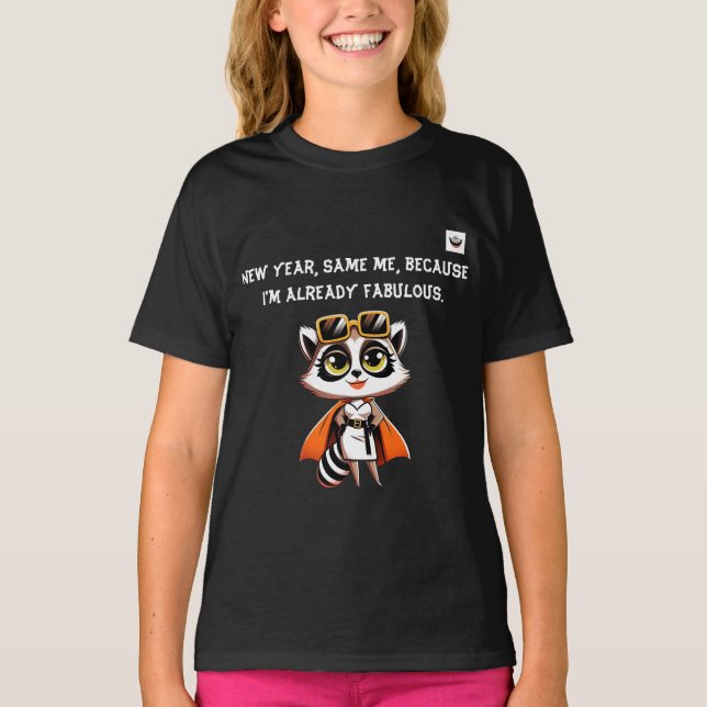 T-shirt Fille Nouvel An, Même Moi sombre (Devant)
