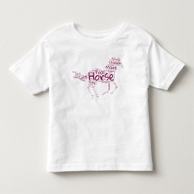T-Shirt Fille Nuage de Mots de Cheval – Cheval Ins (Devant)