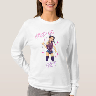 T-shirt fille numérique avec étoiles