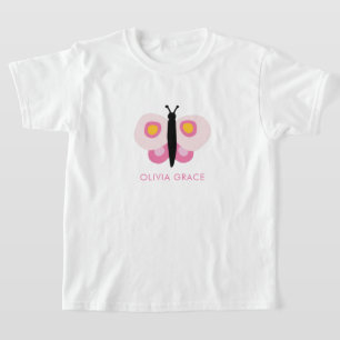 T-shirt Fille papillon rose personnalisée