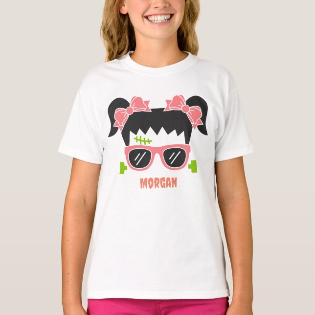 T-shirt Fille personnalisée Frankenstein Halloween (Devant)
