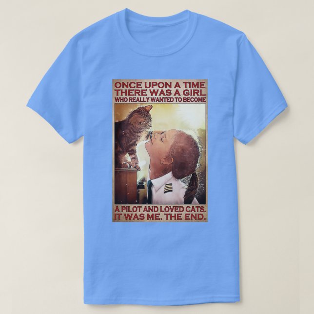 T-shirt Fille Pilote Chat Amoureux Une Fois Il Y Avait Un  (Design devant)