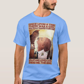 T-shirt Fille Pilote Chat Amoureux Une Fois Il Y Avait Un