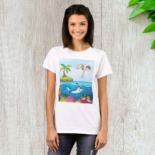 T-shirt Fille plongeant dans l'océan avec un requin ami su