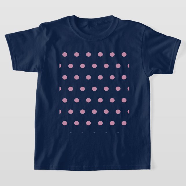 T-shirt fille Polka Dot (bleu et rose de minuit) (Poser)
