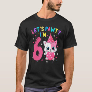 T-shirt Fille pour les 6 ans Chat Chaton Faisons la fête J