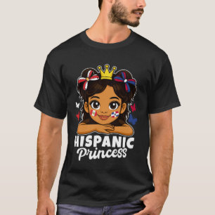 T-shirt Fille Princesse Hispanique Pérou et Drapeau Domini